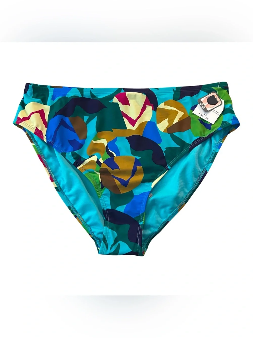 Time and Tru Teal Multi-Color Bikini Bottom